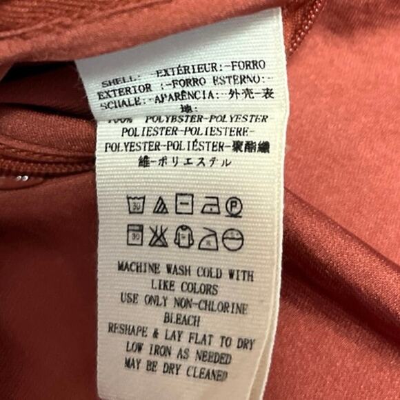 Free People Rust Orange Silk Satin Zipper Straight A-Line Maxi Slip Skirt Size 6 - Picture 6 of 6